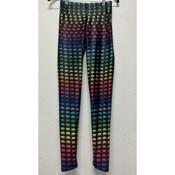New Blackmilk Space Invaders Retro Video Game Leggings Small Rainbow - Picture 2 of 3